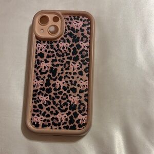 Leopard Print Phone Case - Pink and Black